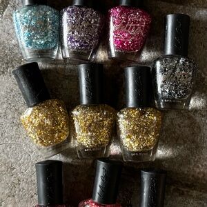 10 Glitter Nail Polish Lot - Multicolor Sparkle by LA Girl